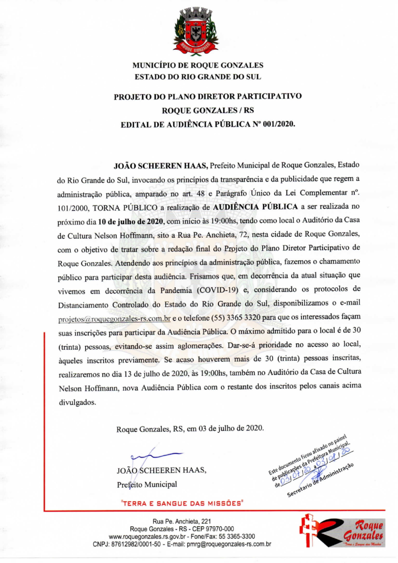 ADMINISTRAÇÃO MUNICIPAL REALIZA AUDIÊNCIA PUBLICA PARA APRESENTAÇÃO DO PROJETO DO PLANO DIRETOR PARTICIPATIVO